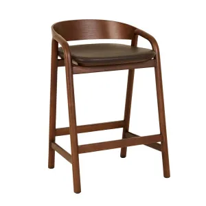 Tolv Inlay Upholstered Barstool - Cigar Leather - Smoked Oak by null, a Bar Stools for sale on Style Sourcebook