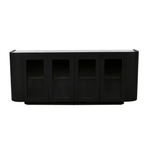 Noa Curve Buffet - White Marble - Black Mahogany by null, a Sideboards, Buffets & Trolleys for sale on Style Sourcebook