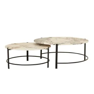 Atlas Twin Nest Coffee Table - Natural Ocean Marble - Black by null, a Coffee Table for sale on Style Sourcebook