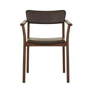 Sketch Poise Upholstered Back Armchair - Cigar Leather - Smoked Oak by null, a Chairs for sale on Style Sourcebook