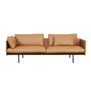 Natadora Bureau 3 Seater Sofa - Pecan Leather - Black Metal by null, a Sofas for sale on Style Sourcebook