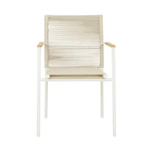 Pier Linear Dining Armchair - Beige - White by null, a Outdoor Chairs for sale on Style Sourcebook