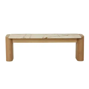 Floyd Marble Bench - Matt Brown Vein Marble - Natural Ash Veneer by null, a Benches for sale on Style Sourcebook