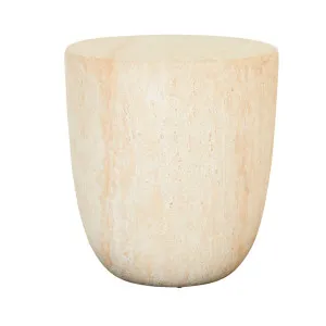 Lucia Sphere Side Table - Faux Natural Travertine by null, a Tables for sale on Style Sourcebook