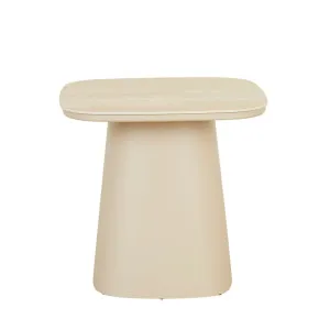 Valencia Curve Side Table - Faux Travertine - Beige by null, a Tables for sale on Style Sourcebook