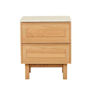 Sketch Yorke Marble Bedside - Natural Travertine - Light Oak by null, a Bedside Tables for sale on Style Sourcebook