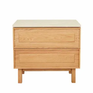 Sketch Yorke Marble Bedside - Natural Travertine - Light Oak by null, a Bedside Tables for sale on Style Sourcebook
