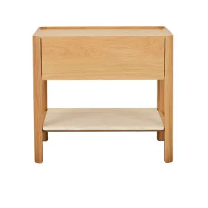 Sketch Tye Marble Bedside - Light Oak - Natural Travertine by null, a Bedside Tables for sale on Style Sourcebook