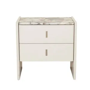 Pearce Marble 2 Drawer Bedside - Matt Ocean Marble - Bone by null, a Bedside Tables for sale on Style Sourcebook