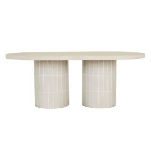 Seville Tile Oval Dining Table - Pearl White - Matt Pearl White by null, a Tables for sale on Style Sourcebook