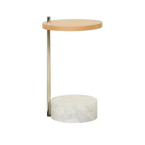 Natadora Society Marble Side Table - White Marble - Light Oak by null, a Side Table for sale on Style Sourcebook