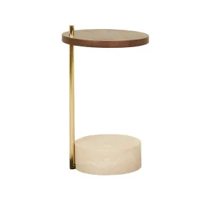 Natadora Society Marble Side Table - Natural Travertine - Smoked Oak by null, a Side Table for sale on Style Sourcebook