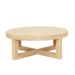 Eyre Coffee Table - Natural Travertine - Wirebrushed Oak by null, a Coffee Table for sale on Style Sourcebook