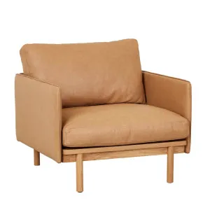 Tolv Pensive Sofa Chair - Pecan Leather - Light Oak by null, a Chairs for sale on Style Sourcebook