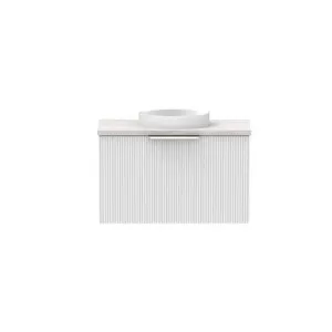 Mosman Mini Vanity With Basin 600mm 1 Door, Ultra White Matte & Grey Travertine | Made From MDF In Matte White By Raymor by Raymor, a Vanities for sale on Style Sourcebook