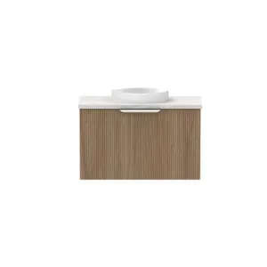 Mosman Mini Vanity With Basin 600mm 1 Door, Prime Oak & Grey Travertine | Made From MDF In Timber Look By Raymor by Raymor, a Vanities for sale on Style Sourcebook