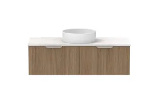 Mosman Vanity With Centre Basin 1200mm 2 Draw, Prime Oak & Grey Travertine | Made From MDF In Timber Look By Raymor by Raymor, a Vanities for sale on Style Sourcebook