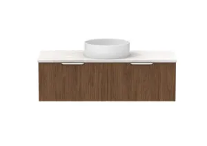 Mosman Vanity With Centre Basin 1200mm 2 Draw, Florentine Walnut & Grey Travertine | Made From MDF In Timber Look By Raymor by Raymor, a Vanities for sale on Style Sourcebook