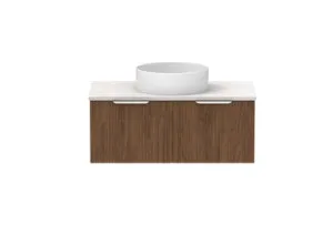 Mosman Vanity With Basin 900mm 2 Draw, Florentine Walnut & Grey Travertine | Made From MDF In Timber Look By Raymor by Raymor, a Vanities for sale on Style Sourcebook
