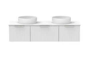 Mosman Vanity With Double Basin 1500mm 3 Draw, Ultra White Matte & Alabaster | Made From MDF In Matte White By Raymor by Raymor, a Vanities for sale on Style Sourcebook