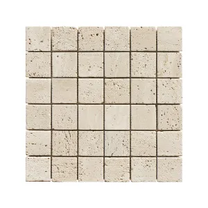 Bedrock Beige Square Travertine Natural Product Tumbled Mosaic by null, a Mosaic Tiles for sale on Style Sourcebook
