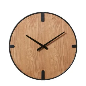 Edison Wall Clock Black/Natural - 45cm x 5cm by null, a Clocks for sale on Style Sourcebook