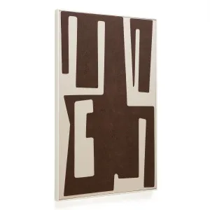 Salmi abstract painting in beige and brown linen 140 x 90 cm by null, a Painted Canvases for sale on Style Sourcebook