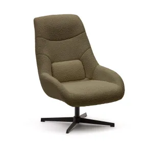 Celida swivel armchair in dark green bouclé and steel with black finish FSC 100% by null, a Chairs for sale on Style Sourcebook