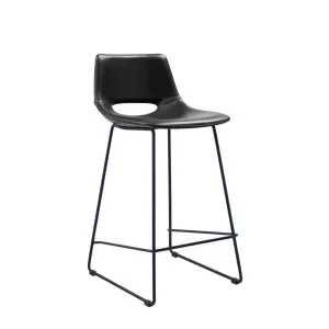 Black synthetic leather Zahara barstool height 65 cm by null, a Bar Stools for sale on Style Sourcebook