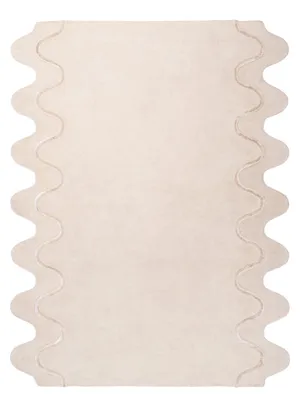 Tippy Cream Scalloped Handmade Wool Rug by Miss Amara, a Shag Rugs for sale on Style Sourcebook