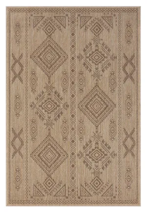 Takha Brown and Beige Tribal Flatweave Indoor Outdoor Rug by Miss Amara, a Persian Rugs for sale on Style Sourcebook