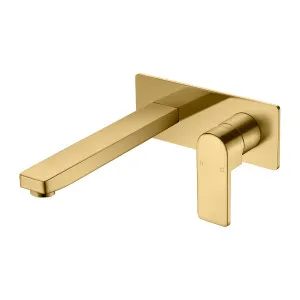 Flores Wall Basin Set Straight 195 Brushed Gold by null, a Bathroom Taps & Mixers for sale on Style Sourcebook