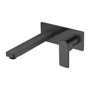 Flores Wall Basin Set Straight 195 Matte Black by null, a Bathroom Taps & Mixers for sale on Style Sourcebook