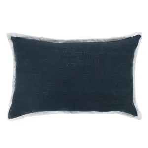 Sara Linen Cushion Dark Slate - 55cm x 35cm by null, a Cushions, Decorative Pillows for sale on Style Sourcebook