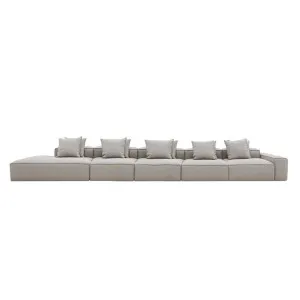 Riley Boucle Pumice Modular Sofa - 1x Arm, 4x Armless, 1x Left Terminal by null, a Sofas for sale on Style Sourcebook