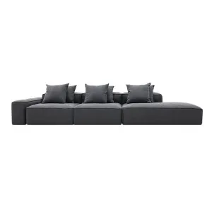 Riley Linen Charcoal Modular Sofa - 1x Arm, 2x Armless, 1x Right Terminal by null, a Sofas for sale on Style Sourcebook