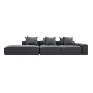 Riley Linen Charcoal Modular Sofa - 1x Arm, 2x Armless, 1x Left Terminal by null, a Sofas for sale on Style Sourcebook