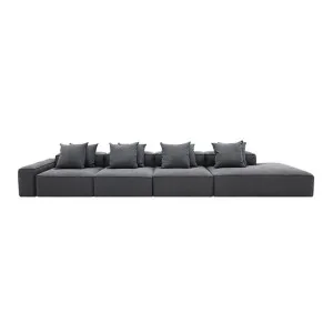 Riley Linen Charcoal Modular Sofa - 1x Arm, 3x Armless, 1x Right Terminal by null, a Sofas for sale on Style Sourcebook