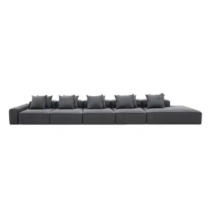 Riley Linen Charcoal Modular Sofa - 1x Arm, 4x Armless, 1x Right Terminal by null, a Sofas for sale on Style Sourcebook