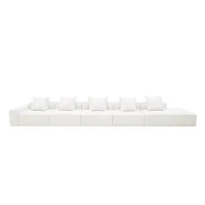 Riley Linen Pure White Modular Sofa - 1x Arm, 4x Armless, 1x Right Terminal by null, a Sofas for sale on Style Sourcebook
