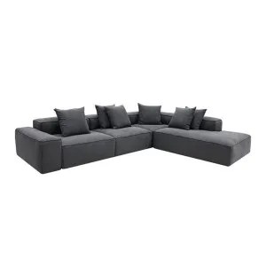 Riley Linen Charcoal Modular Sofa - Arm, 2x Armless, Corner, Right Terminal by null, a Sofas for sale on Style Sourcebook