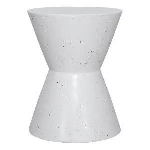 Leo Side Table 37x45.5cm in Cement / Fibreglass White Terrazzo by OZ Design, a Side Table for sale on Style Sourcebook