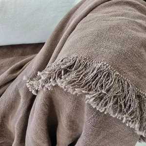 RESTOCK APRIL | Champêtre Heavy Weight French Linen Massive Throw 140x220cm - Chocolate Brown by null, a Cushions, Decorative Pillows for sale on Style Sourcebook