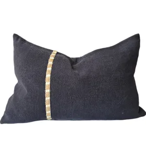 Alexia Linen Cotton Cushion 40x60cm Lumbar - Black by null, a Cushions, Decorative Pillows for sale on Style Sourcebook