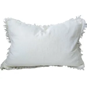 Rhea Linen Fringe Cushion 40x60cm Lumbar  - White by null, a Cushions, Decorative Pillows for sale on Style Sourcebook