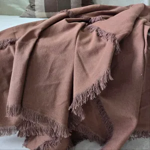 Rhea Linen Fringe Massive Throw Bed Throw 140x230cm  - Pinecone Brown by null, a Cushions, Decorative Pillows for sale on Style Sourcebook