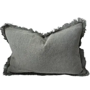 Rhea Linen Fringe Cushion 40x60cm Lumbar - Vogue Green by null, a Cushions, Decorative Pillows for sale on Style Sourcebook