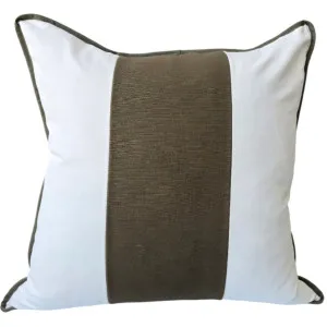 Reine Heavyweight Linen Cushion 55cm Square - Off White | Army Green Border by null, a Cushions, Decorative Pillows for sale on Style Sourcebook