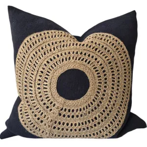 Dénpasar Linen Cushion 55cm Square - Black | Jute Natural by null, a Cushions, Decorative Pillows for sale on Style Sourcebook