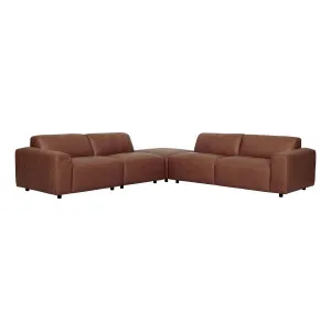 Harry 6 Seater Modular Sofa + Ottoman in Urbane Leather Dark Brown by OZ Design, a Sofas for sale on Style Sourcebook